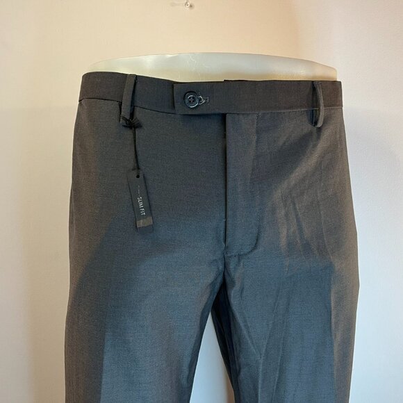 Alberto Cardinali Men's Gray Flat Front Slim Fit Dress Pants - Size 40 x 32 -NWT - Picture 4 of 7